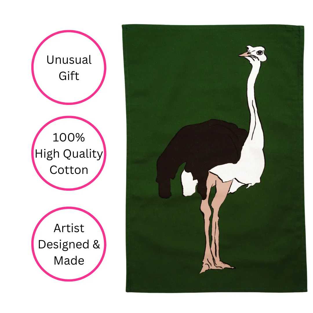 100% COTTON GREEN OSTRICH TEA TOWEL