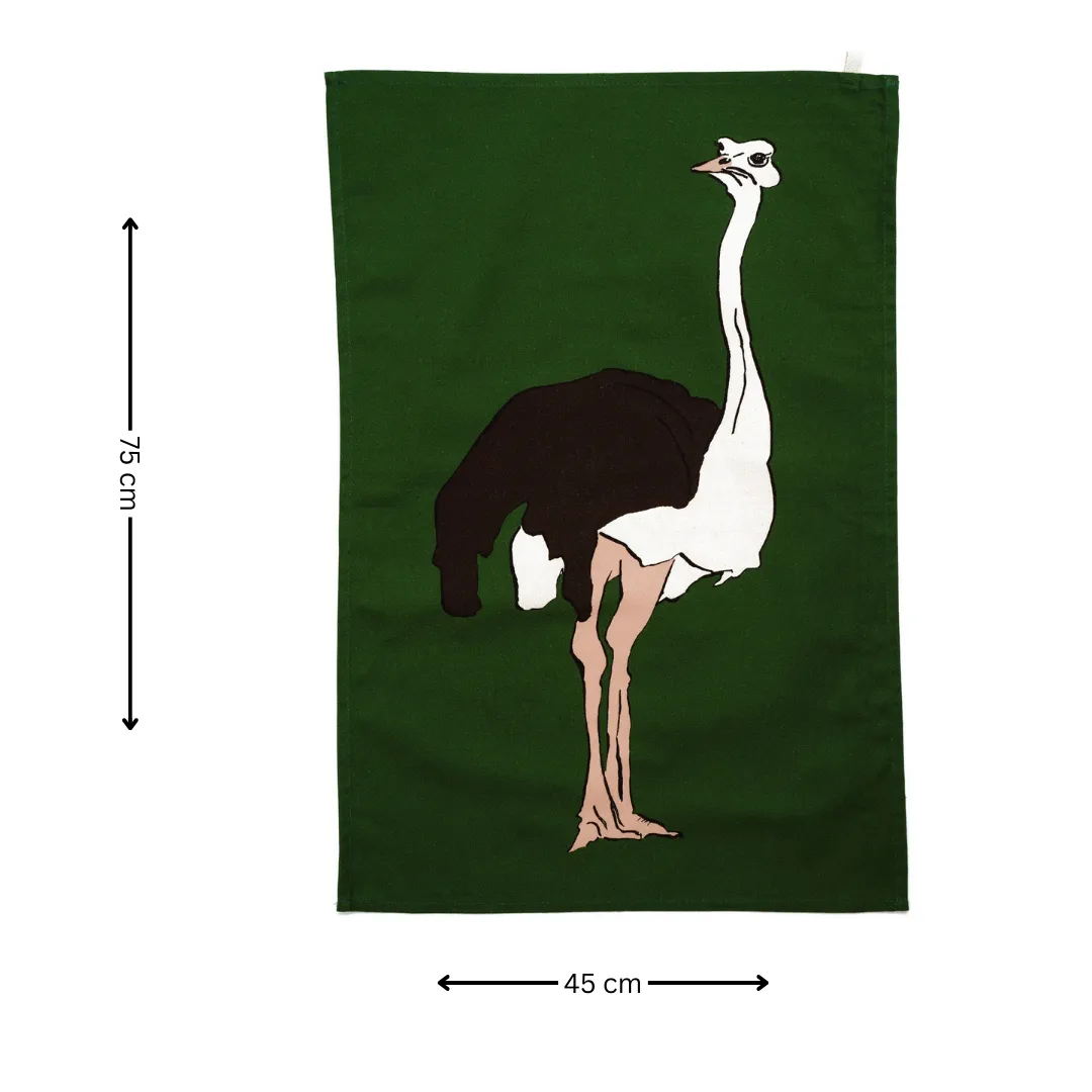 100% COTTON GREEN OSTRICH TEA TOWEL