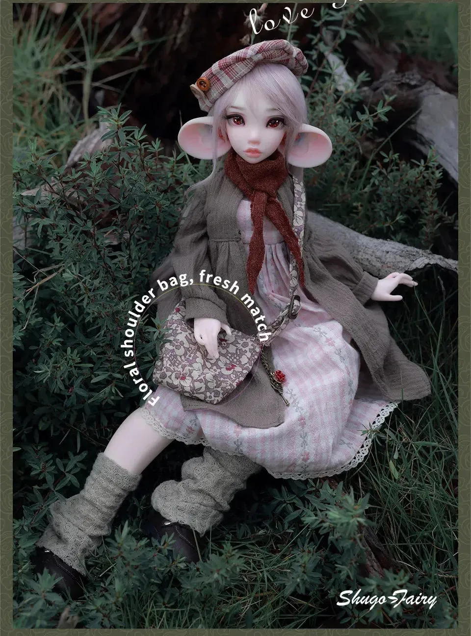 1/4 Shuga Fairy Yudit BJD Doll - Autumn Style with Big Ears & Eyes - Full Set