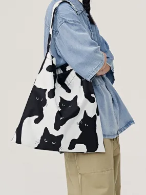 AlanBalen® - Cat Print Canvas Shoulder Bag