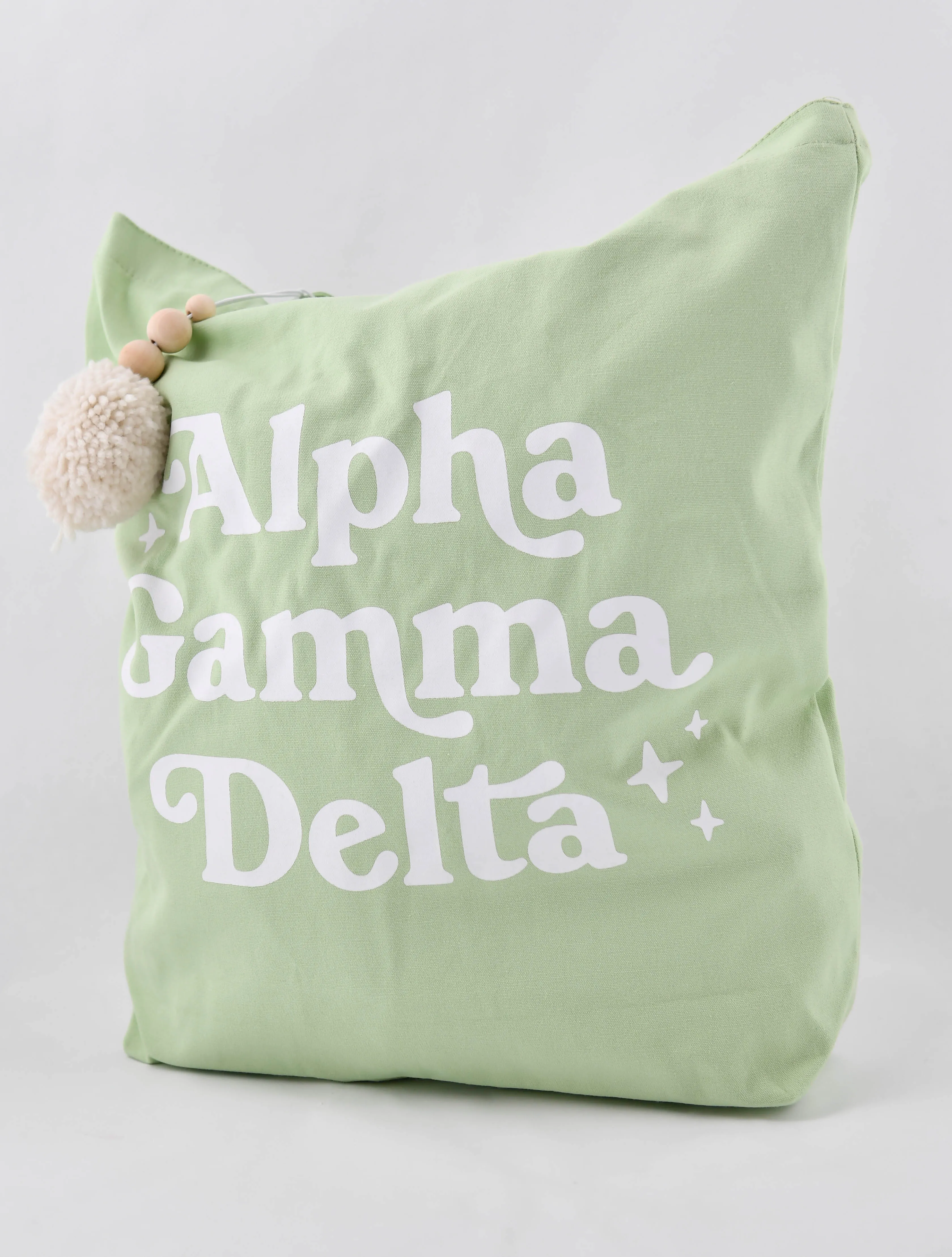 Alpha Gamma Delta Retro Pom Pom Tote Bag