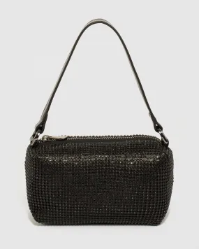 Black Monica Crystal Shoulder Bag