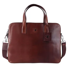 Brown Leather Laptop Bag: 31 x 38 x 5.5 cm Dimensions