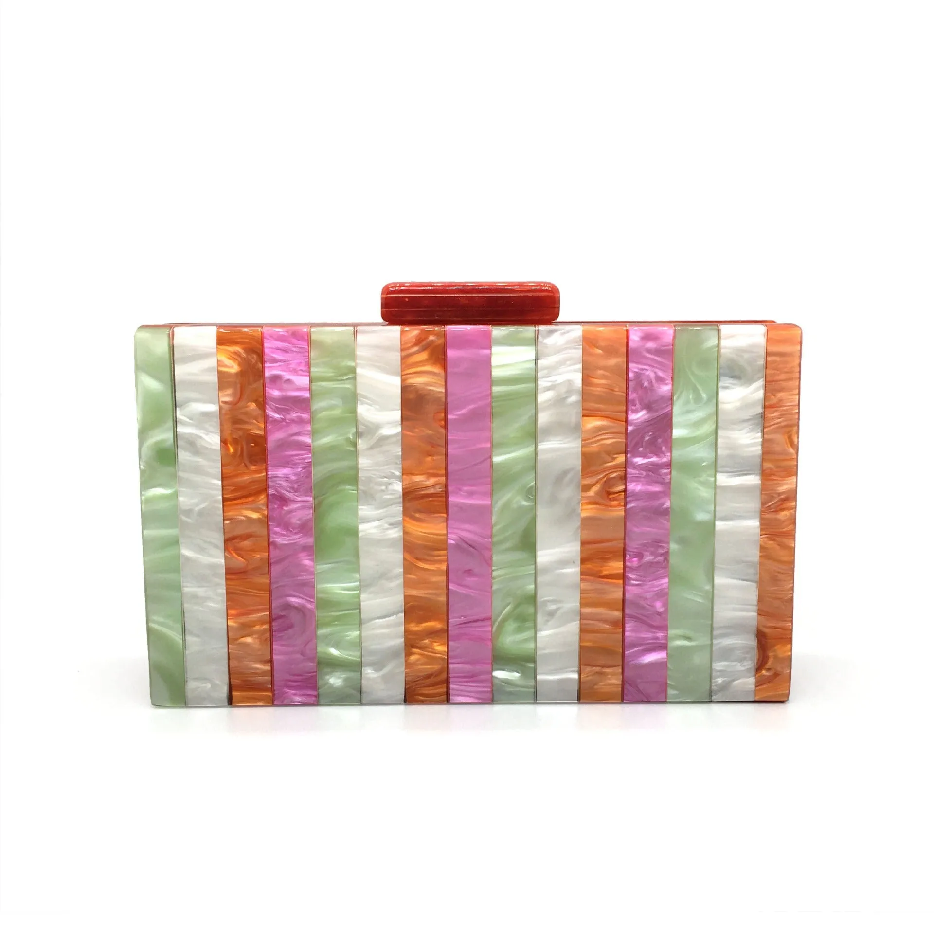 Colorful Striped Acrylic Clutch Bag