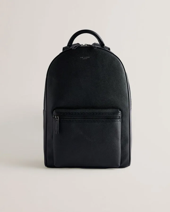 Conann Textured Saffiano Leather Backpack Black