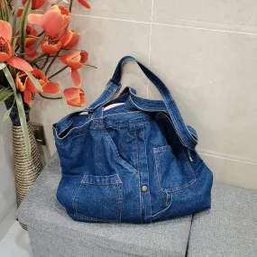 deanwangkt  Denim Shoulder Bags for Women Casual Jeans Handbags Designer Large Shopping Bags Fashion Tote