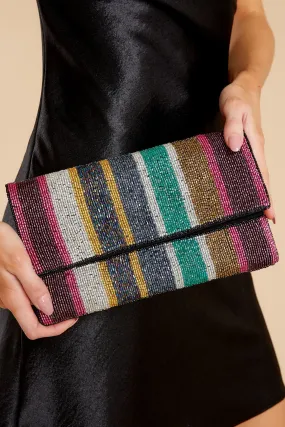 Feeling Fantastic Black Multi Beaded Clutch