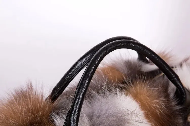 Fox Fur Genuine Leather Crossbody Bag