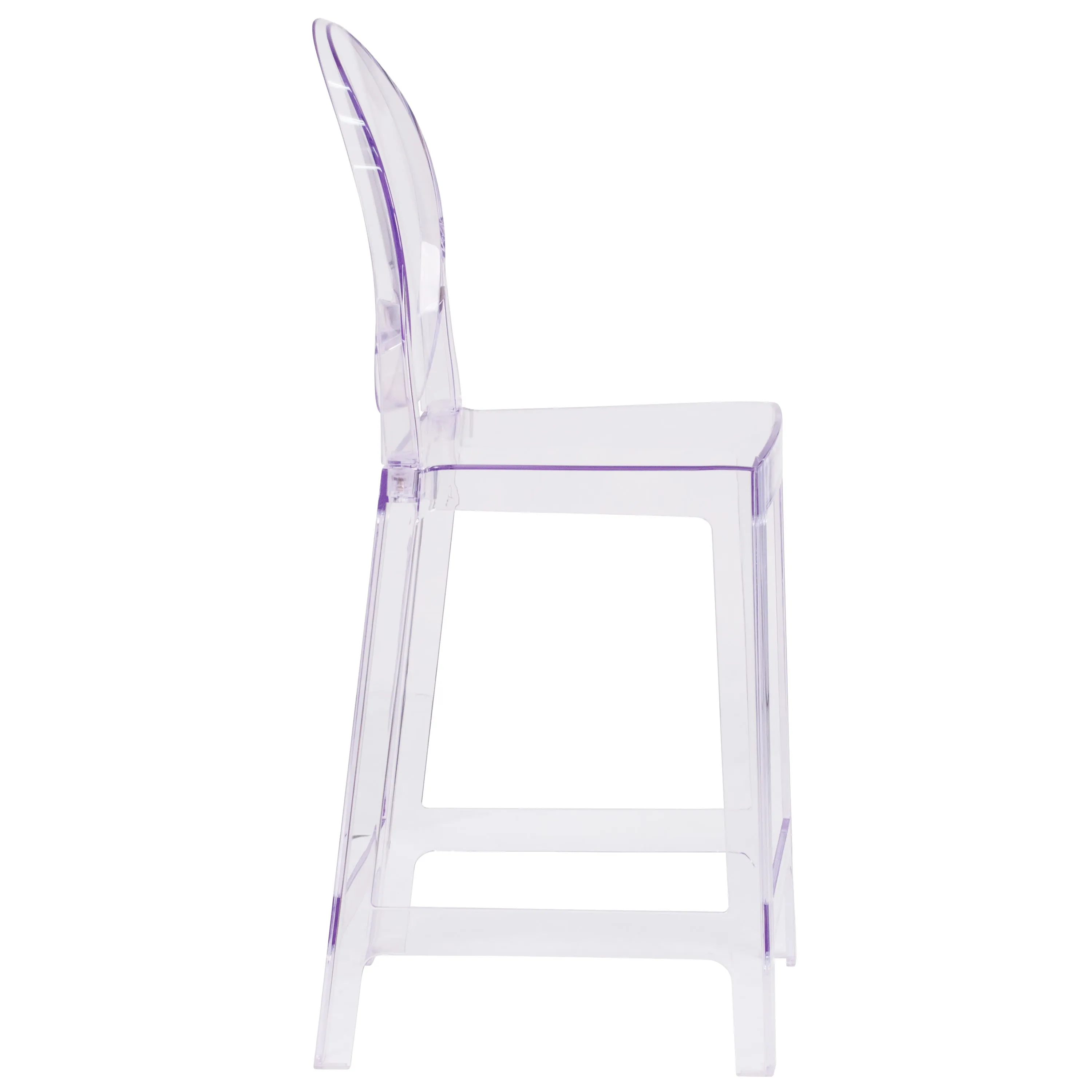 Ghost Counter Stool in Transparent Crystal with Oval Back