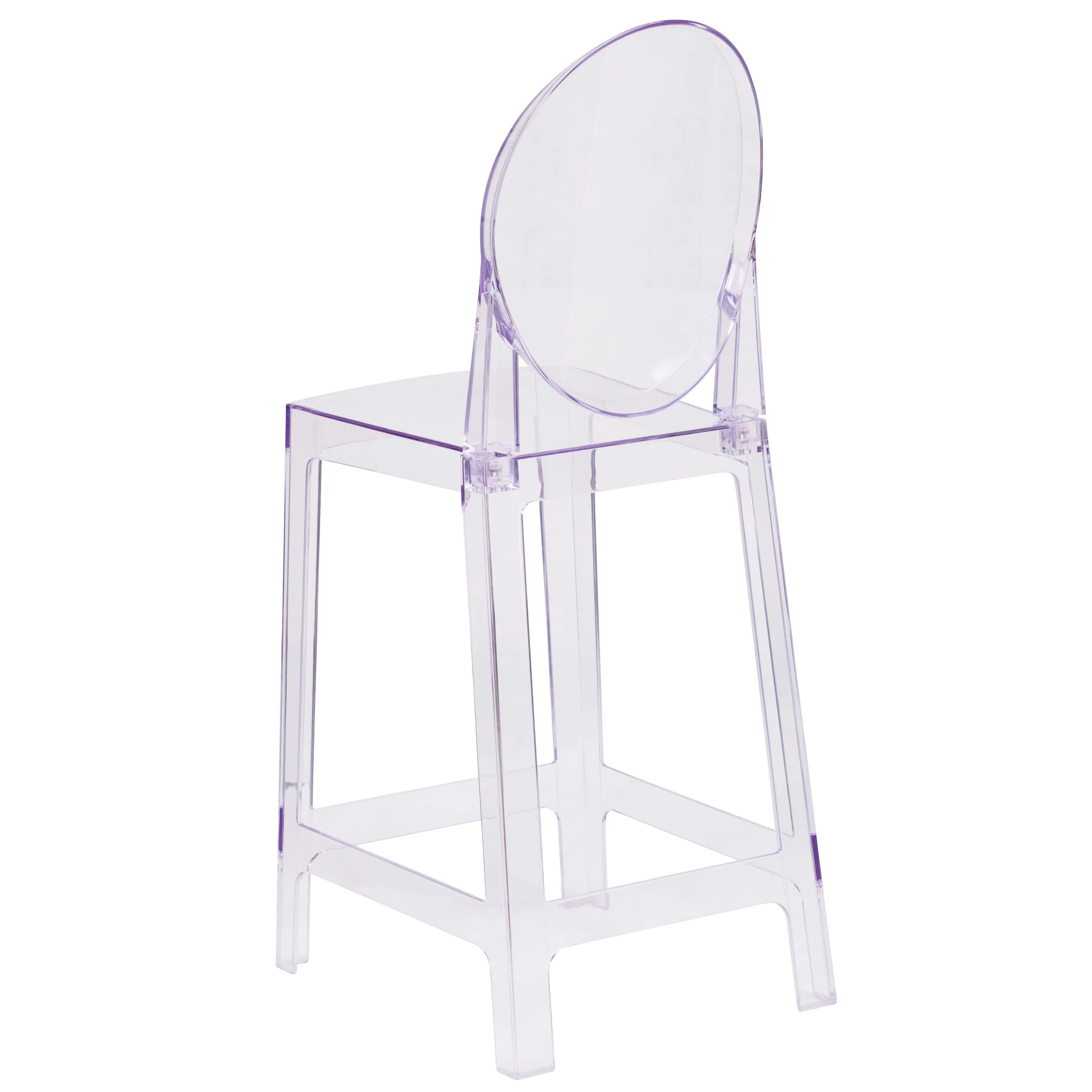 Ghost Counter Stool in Transparent Crystal with Oval Back