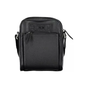 La Martina Black Leather Men Shoulder Bag