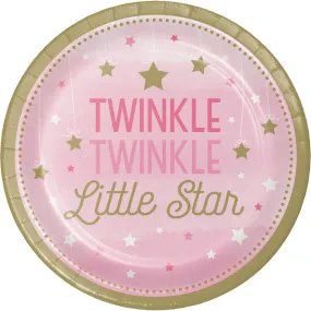 One Little Star Girl - 7" Twinkle Twinkle Little Star Paper Lunch Plates (8ct)