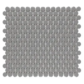 Porcelart Gray Glossy, Penny Round Mosaic - Porcelain Tile