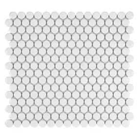 Porcelart White Matte, Penny Round Mosaic - Porcelain Tile