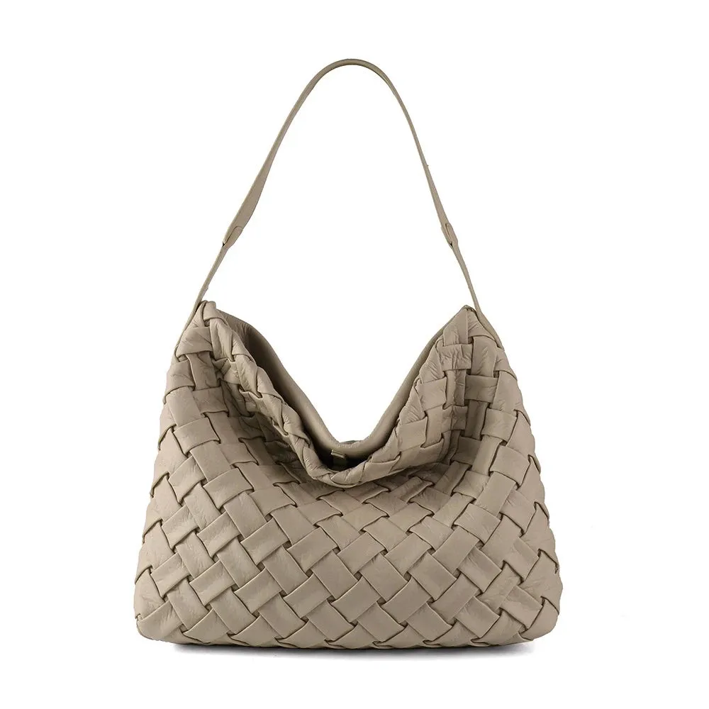 PU Leather Woven Square Shoulder Bag