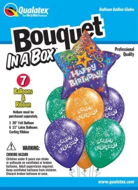 Qualatex - "Bouquet In A Box" Happy Birthday Mylar & Latex Balloons - Purple (7ct)