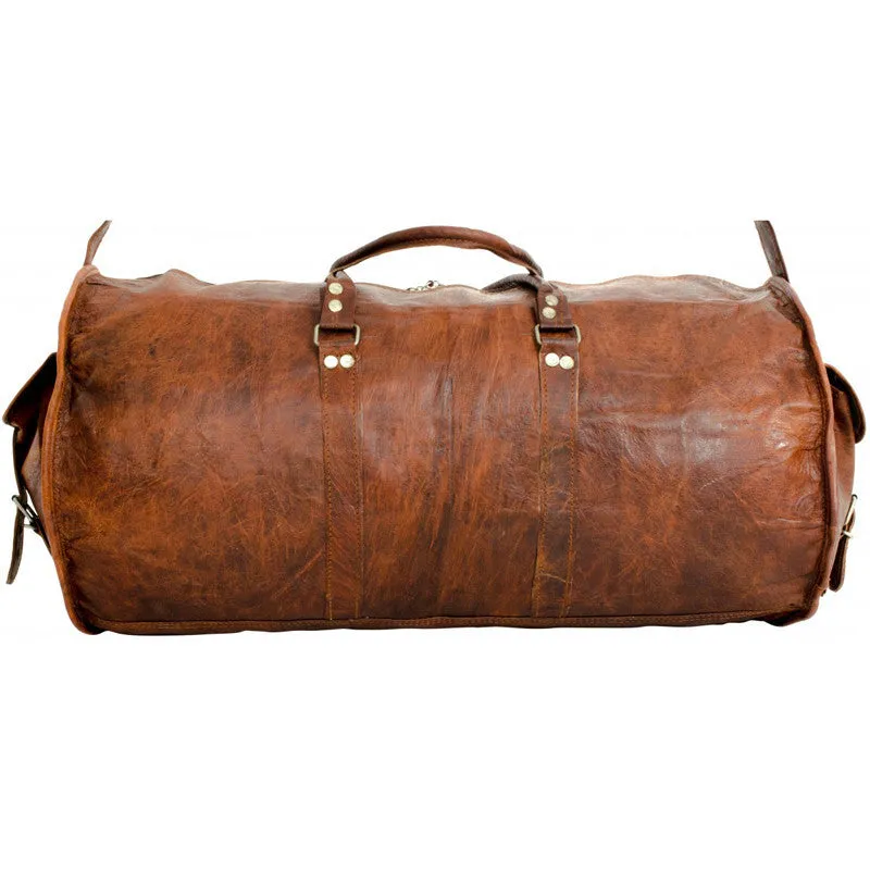 Retro Leather Duffle Bag 22"