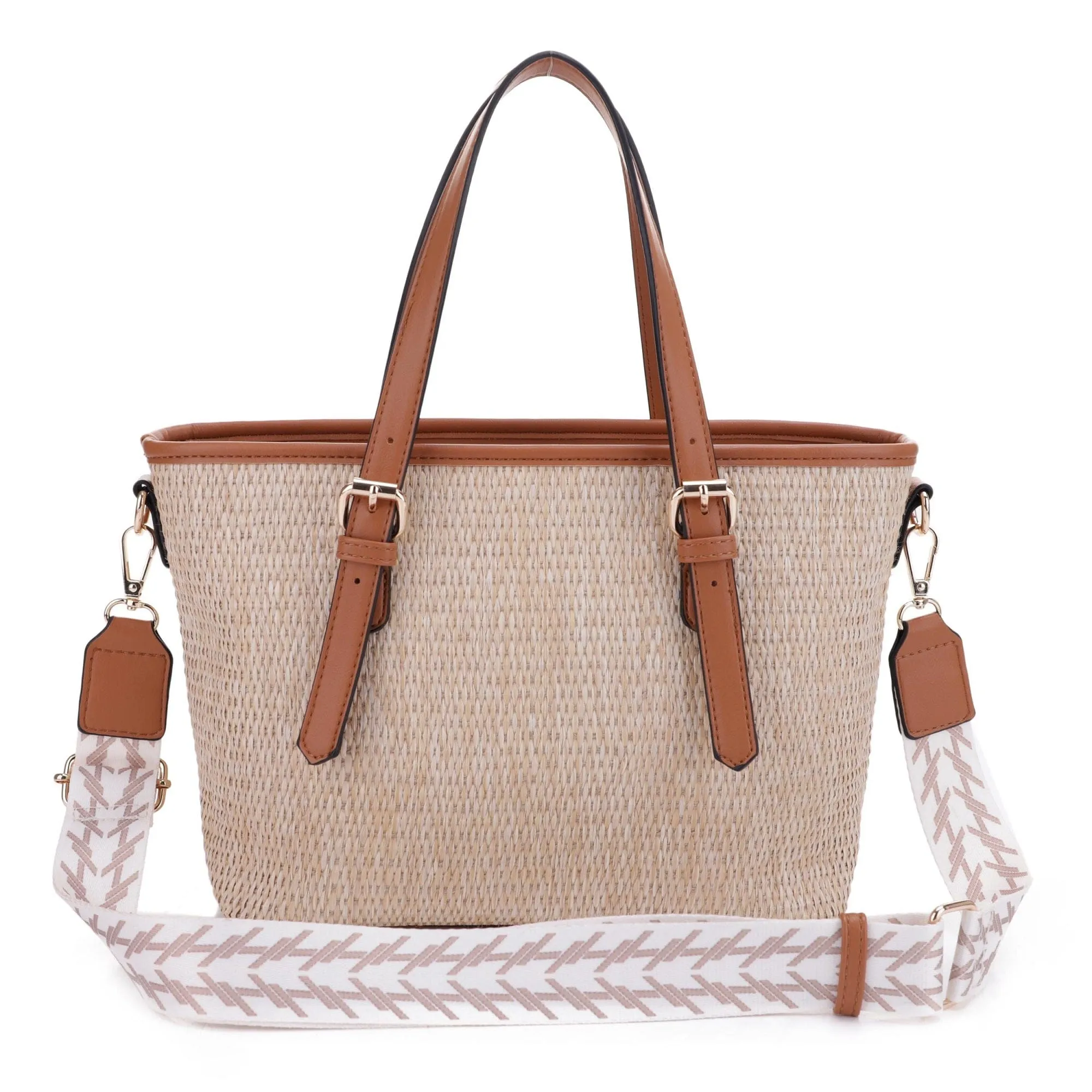 SW20382 Carry Straw Tote with Fashion Guitar Strap