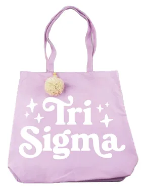 Tri Sigma Pom Pom Tote Bag