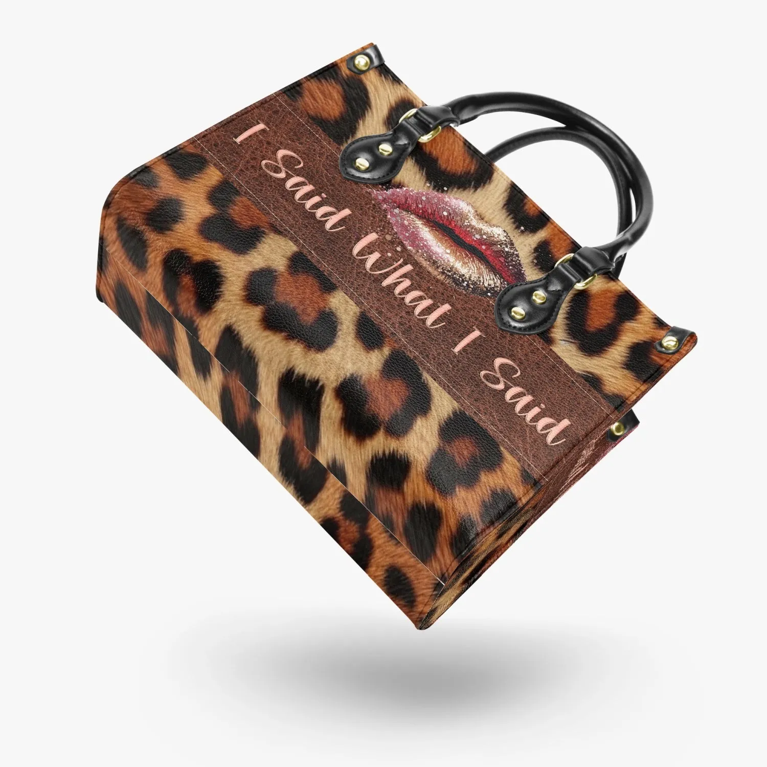 Women's Tote Bag, Leopard Print, Lip, I Said What I Said