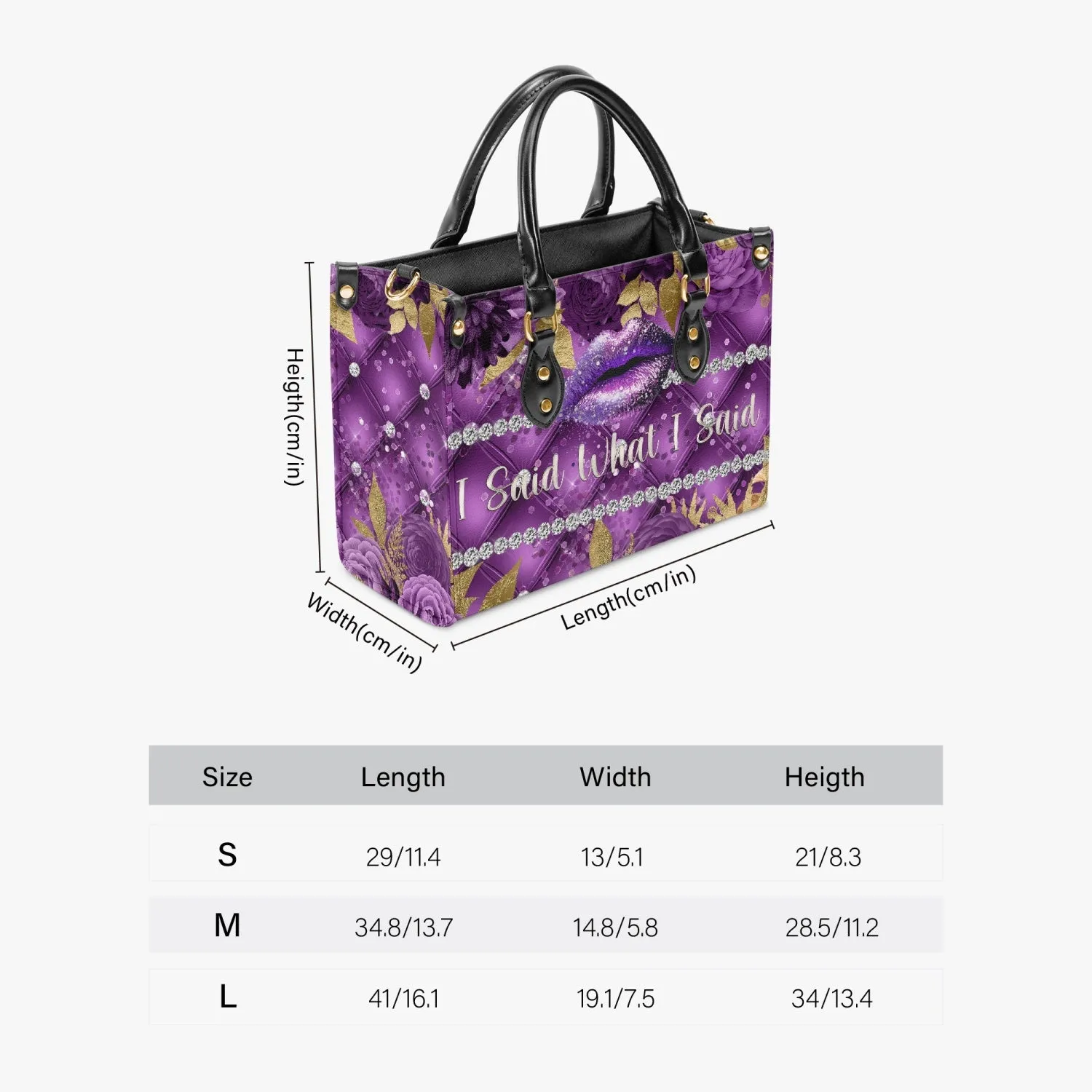 Women's Tote Bag - Purple Floral, Lips, I said what I said