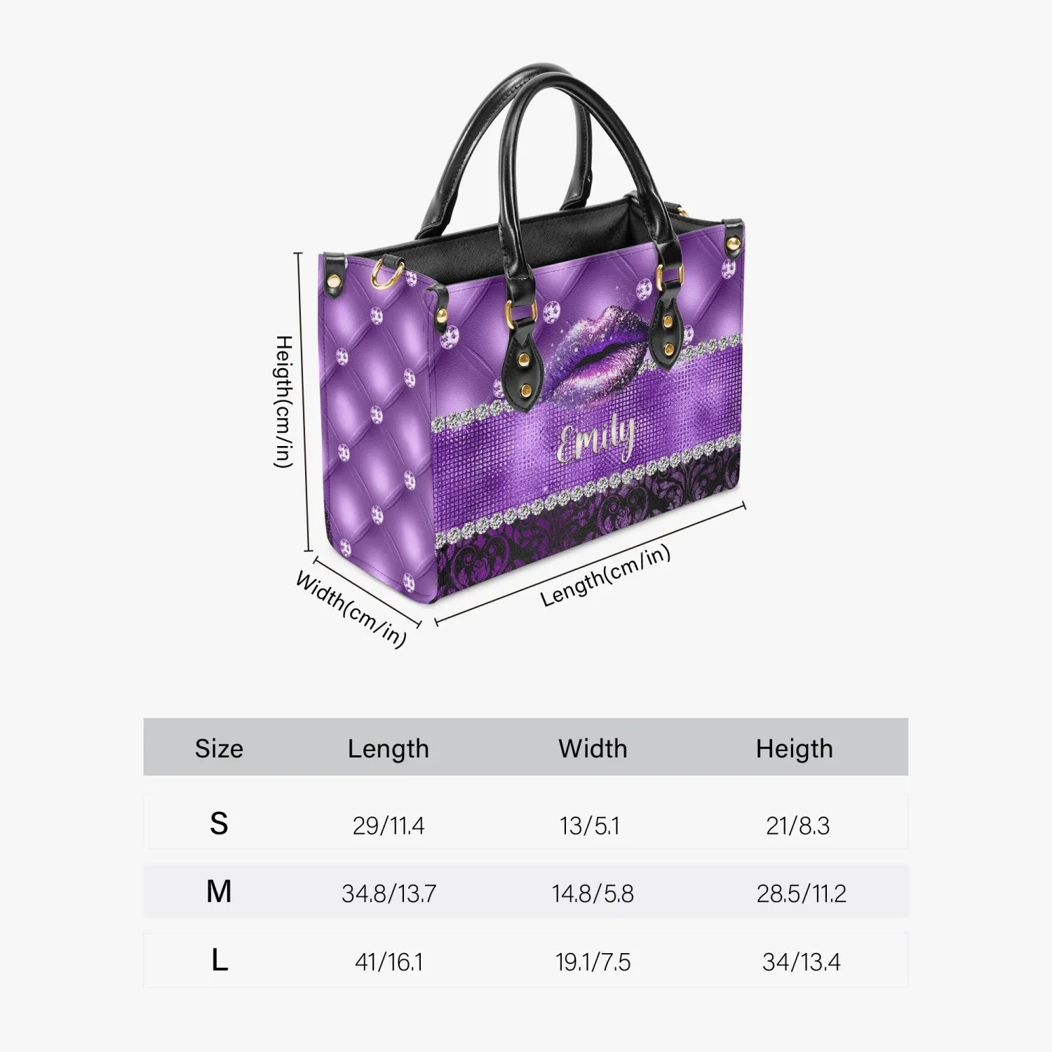 Women's Tote Bag - Purple Tuft and Damask, Lips, Personalised